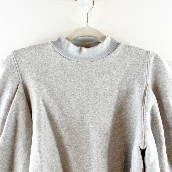 Agolde Folded Puff Sleeve Mock Neck Long Sleeve Cotton Sweatshirt Gray XS - Picture 5 of 10
